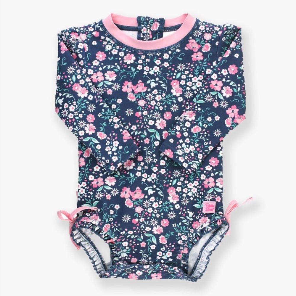 Ruffle Butts Long Sleeve One Piece Rash Guard Moonlit Meadow Size 12-18m